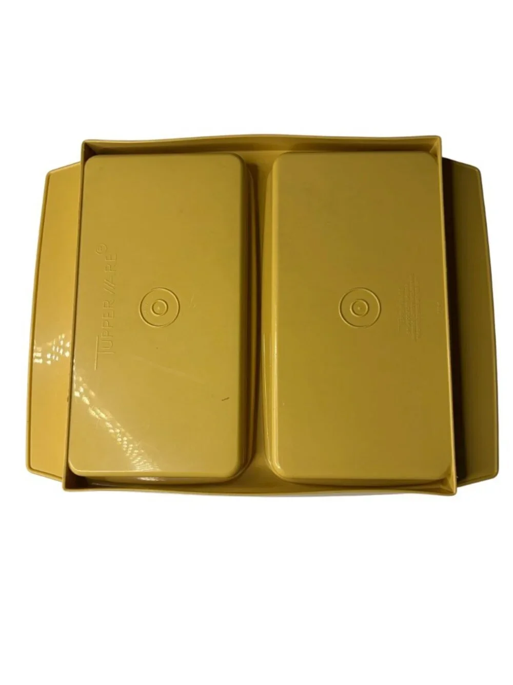 VTG Tupperware Deviled Egg Keeper Serving Tray Harvest Gold Container 723-2